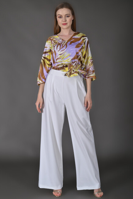 Favori Tekstil dijital baskı bluz ve bol paça pantolon