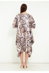 Favori Tekstil asimetrik kesim leopar desenli geniş kalıp elbise