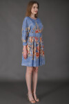 Favori Tekstil denim kumaş çiçek desenli kemer detaylı tasarım elbise