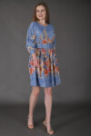 Favori Tekstil denim kumaş çiçek desenli kemer detaylı tasarım elbise