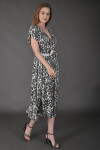 Favori Tekstil kruvaze yaka leopar desen kemer detaylı tasarım elbise