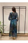Favori Tekstil kruvaze yaka uzun kol kemer detaylı volanlı tasarım elbise