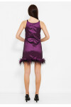 Favori Tekstil taş işlemeli tüylü tasarım mini elbise