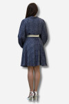 Favori Tekstil volanlı uzun puantiye desenli etek kısmı fırfırlı tasarım kemer detaylı elbise